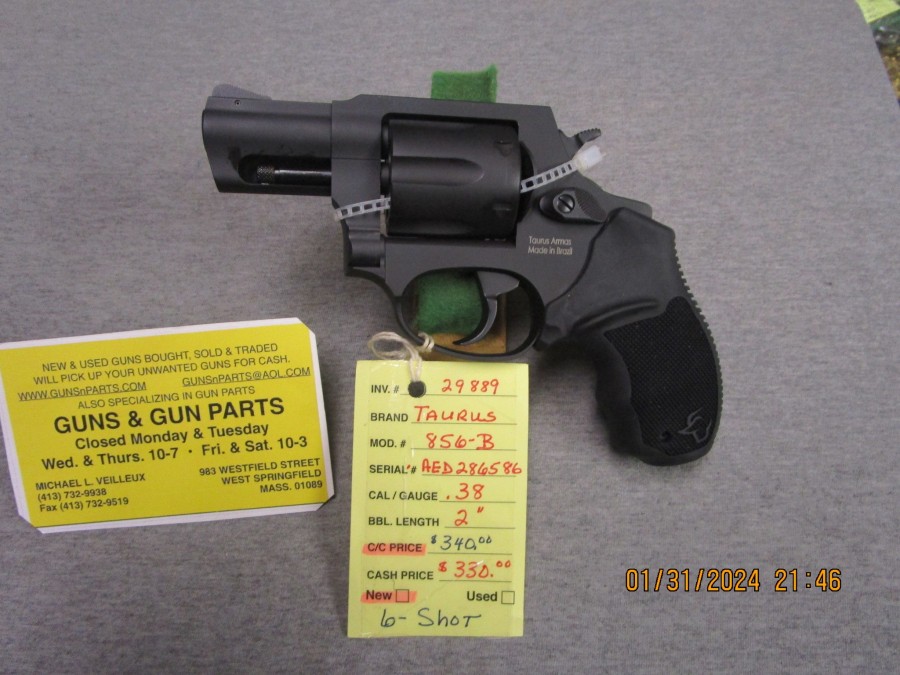 Taurus model 856-B .38 spl, 6-shot new.  $340.00