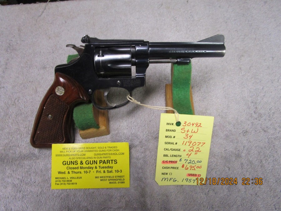 Smith &amp; Wesson model 34 .22 caliber.   SOLD