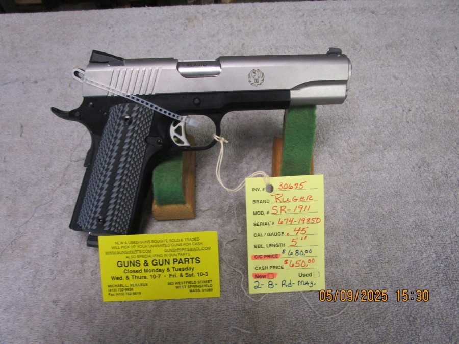 Ruger SR-1911-LT .45 ACP 5" barrel new. $630.00  SOLD