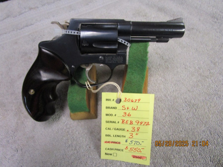 Smith &amp; Wesson model 36-3 .38 spl.   SOLD
