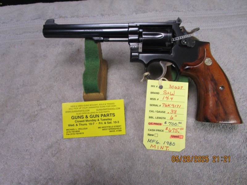 Smith &amp; Wesson model 14-4 .38 caliber with a 6" barrel nice.  $675.00  SOLD