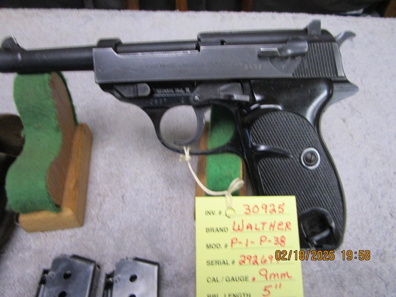 Walther P-38 P-1 Post war .9mm with holster.  SOLD