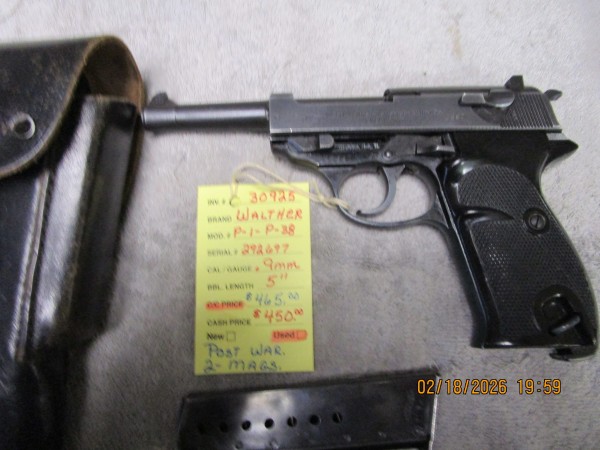 Walther P-38 P-1 Post war .9mm with holster.  SOLD