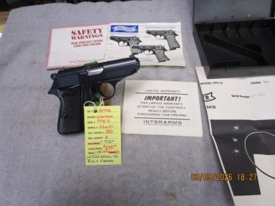 Walther PPK/S Interarms .380 caliber box and papers mint. - Product Image
