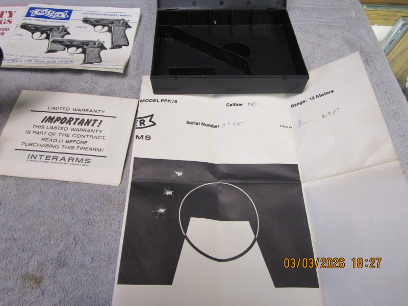 Walther PPK/S Interarms .380 caliber box and papers mint.  SOLD