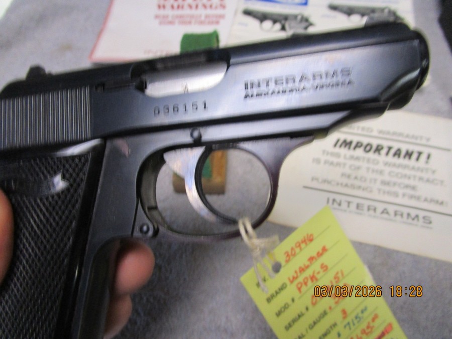 Walther PPK/S Interarms .380 caliber box and papers mint.  SOLD