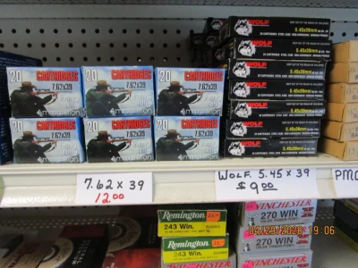 Russian ammo 7.62x39 hunting ammo 123 gr, hollow point $12.00. - Product Image