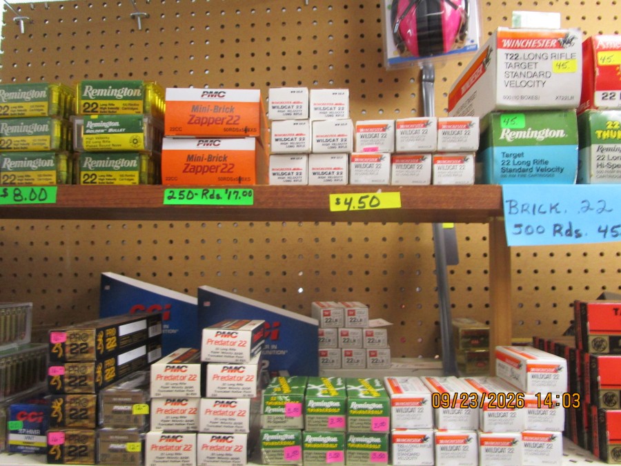 .22 Long rifle ammo in stock. 50 rd box, 100 rd box, and 500 rd bricks. - Product Image