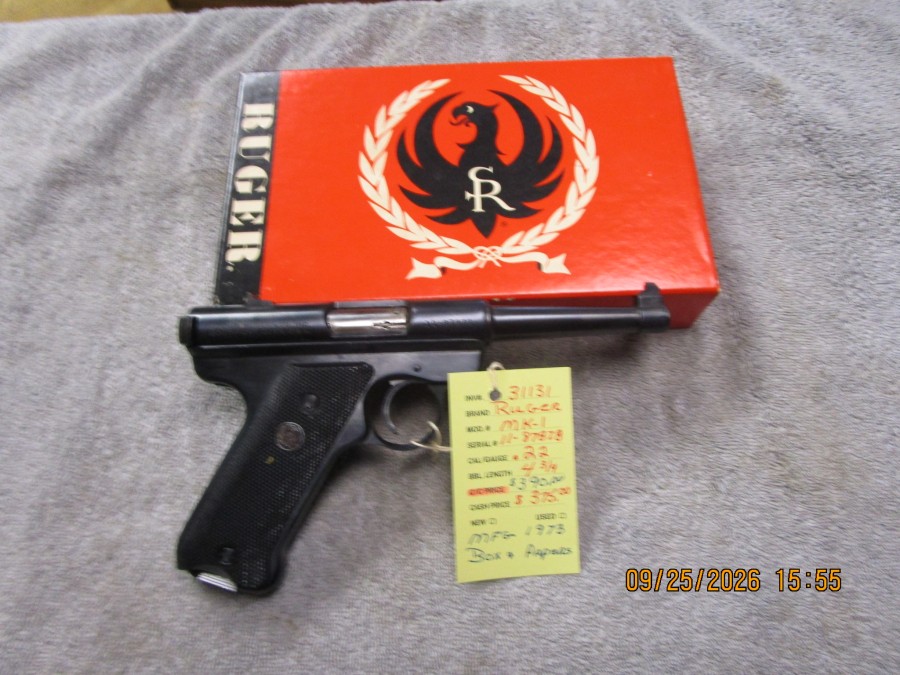 Ruger MK-1 .22 L.R. with red box and papers, nice.