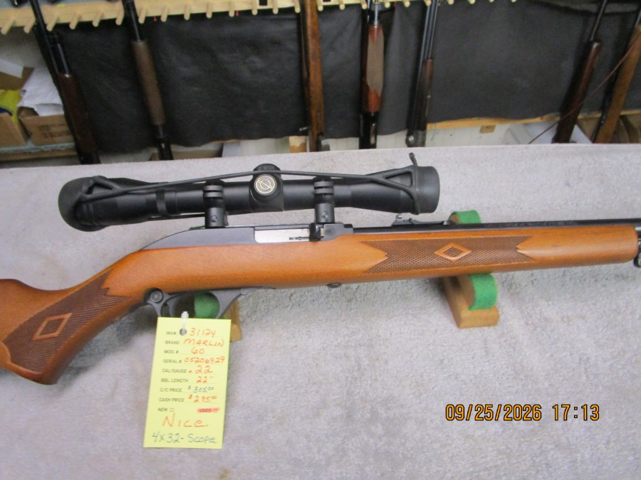 Marlin model 60 .22 caliber with a 4x32 Simmons scope mint.  SOLD